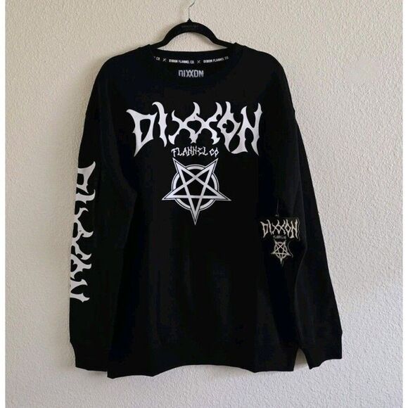 Dixxon Flannel Crewneck Sweater Fleece  Men's XL Black Long Sleeve NWT - Picture 1 of 11